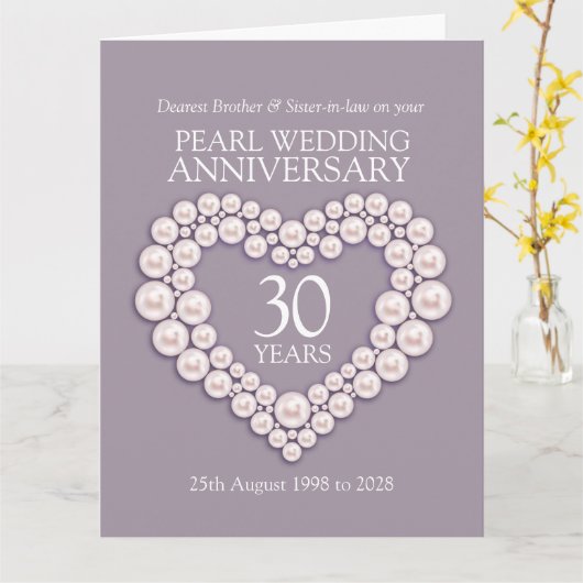 第30記念日の兄弟の義理の姉妹カードを真珠で飾って下さい カード (黄色い花)