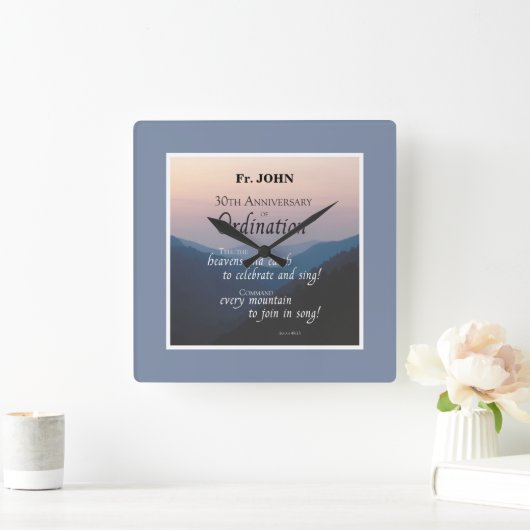 第30記念日の聖職授与式のおめでとうを個人化して下さい スクエア壁時計 (ホーム)