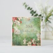 第30誕生会のぼろぼろのシックなハイビスカスの花 招待状 (スタンド正面)