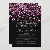 第30誕生会のピンクの真夜中の魅力を驚かして下さい 招待状 (正面/裏面)