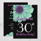 第30誕生会のミントの緑のデイジーを驚かして下さい 招待状 (正面/裏面)