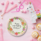 第30誕生会の水彩画のモダンの花柄 ペーパープレート (パーティー)