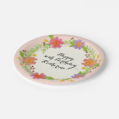 第30誕生会の水彩画のモダンの花柄 ペーパープレート (アングル)