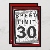 第30誕生会の汚い制限速度の印 招待状 (正面/裏面)