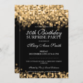 第30誕生会の金ゴールドライトを驚かして下さい 招待状 (正面/裏面)