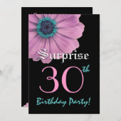 第30誕生日のテンプレートのピンクのデイジーを驚かして下さい 招待状 (正面/裏面)