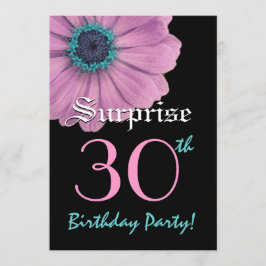 第30誕生日のテンプレートのピンクのデイジーを驚かして下さい 招待状