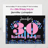 第30誕生日のパーティの招待状のテンプレート 招待状 (正面/裏面)