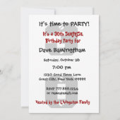 第30誕生日のモダンで黒く赤い白はB474をリベットで留めます 招待状 (裏面)