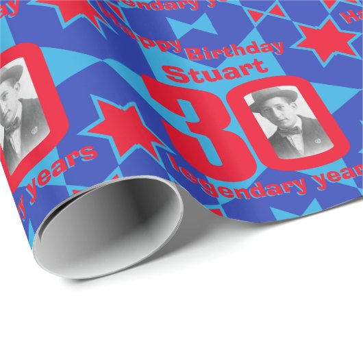 第30誕生日の写真のおもしろいの紫系統のギフト用包装紙 ラッピングペーパー (ロールコーナー)