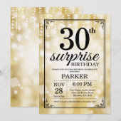 第30誕生日の招待状の金ゴールドのグリッターを驚かして下さい 招待状 (正面/裏面)