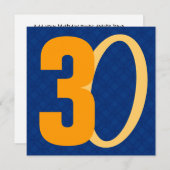 第30誕生日の膨大な数の青および金ゴールドW951 招待状 (正面/裏面)