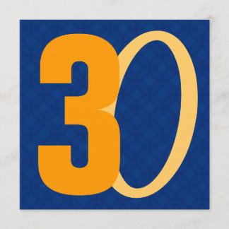 第30誕生日の膨大な数の青および金ゴールドW951 招待状