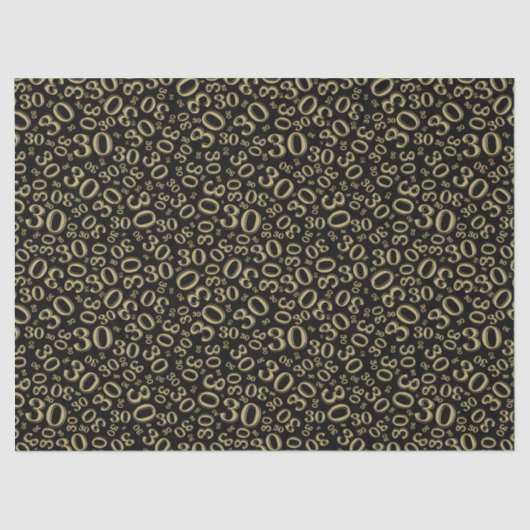 第30誕生日の金ゴールドか黒いコラージュ数パターン 薄葉紙 (正面)