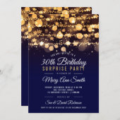 第30誕生日の金ゴールド及び海軍招待状を驚かして下さい 招待状 (正面/裏面)