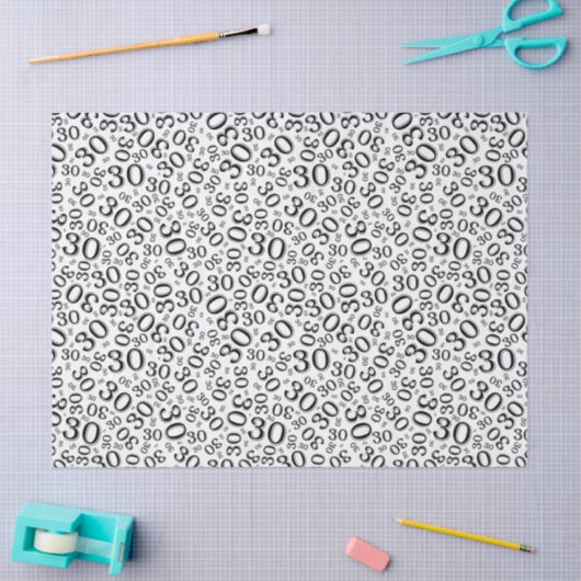 第30誕生日の黒くか白いコラージュ数パターン 薄葉紙 (クラフト)