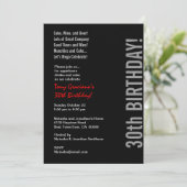 第30誕生日モダン白黒赤テンプレート 招待状 (スタンド正面)