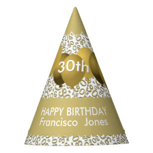 第30誕生日数パターン金ゴールドか白の帆立貝 パーティーハット