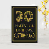 第30誕生日: アールデコによってインスパイア一見"30"及び名前 カード (黄色い花)