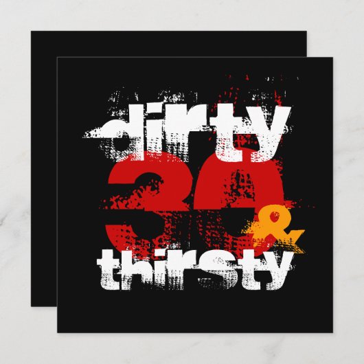 第30誕生日-汚れた30及びのどが渇いた招待状 招待状 (正面/裏面)