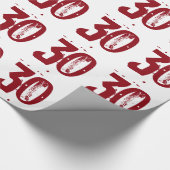 第30誕生日、白の赤い文字 ラッピングペーパー (角)