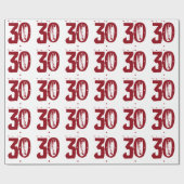 第30誕生日、白の赤い文字 ラッピングペーパー (フラット)