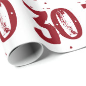 第30誕生日、白の赤い文字 ラッピングペーパー (ロールコーナー)