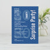 第30驚きの誕生日の青く幾何学的な星の花 招待状 (スタンド正面)