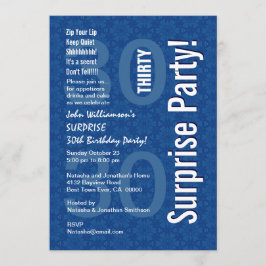 第30驚きの誕生日の青く幾何学的な星の花 招待状