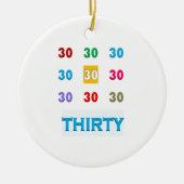 第30 30個の第30誕生日記念日のギフトUNIQU セラミックオーナメント (正面)