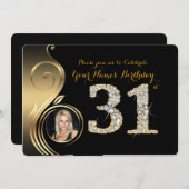 第31の誕生日の招待状、数ダイヤモンド、写真2 招待状 (正面/裏面)