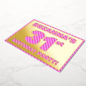 第31回バースデーはっきりしたタパーティー – おもしろい、ピンクストライプ色の# 31 箔招待状 (回転した状態)