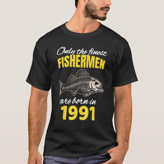 第31回誕生日漁民生まれは1991年魚釣り Tシャツ (正面)