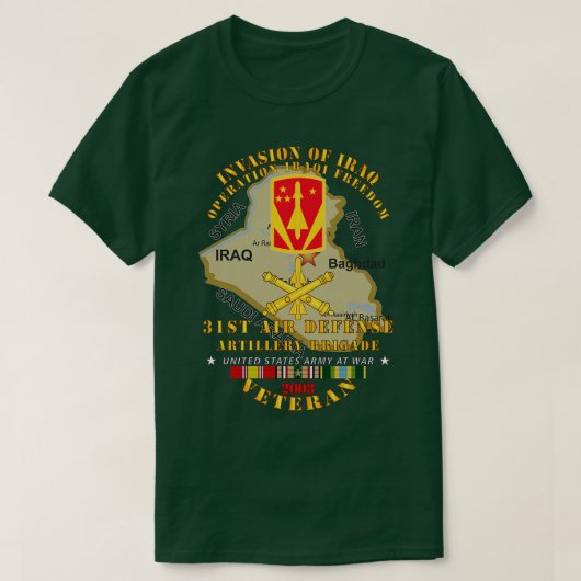 第31次航空防衛砲兵Bde OIF侵攻2003w Tシャツ (デザイン正面)