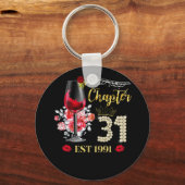 第31章EST 1991 31誕生日レッドローズ キーホルダー (正面)