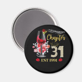 第31章EST 1991 31誕生日レッドローズ マグネット (正面/裏面)