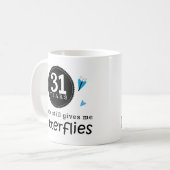 第31結婚記念日の蝶のためのギフト コーヒーマグカップ (正面左)