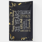 第31誕生日バナー- 31年（時間）のシック金ゴールド 横断幕 (縦)