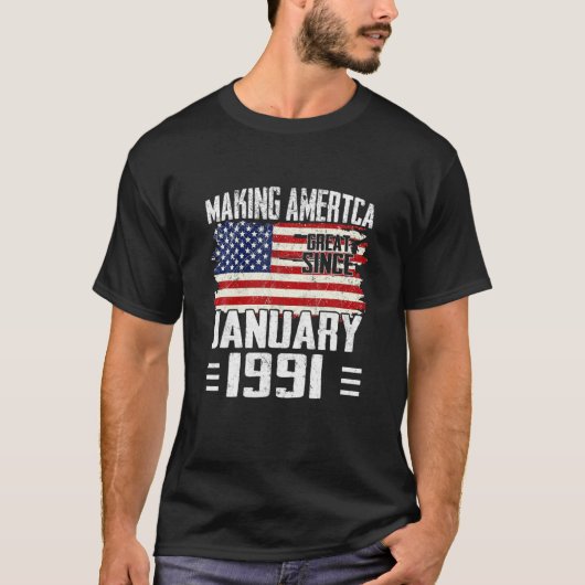 第31誕生日1991年1月米国国旗31年 Tシャツ (正面)