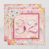 第32回バースデーパーティースクラップブック作りスタイル 招待状 (正面/裏面)