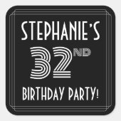 第32回バースデーパーティー：アールデコスタイルと名前をカスタムする スクエアシール (正面)