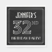 第32回バースデーパーティー:アールデコスタイル+名前をカスタムする スタンダードランチョンナプキン (正面)