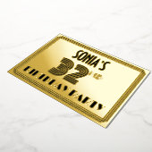 第32回バースデーパーティー – アールデコスタイル「32」 & Name 箔招待状 (回転した状態)