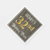 第32回バースデーパーティー – フェイク金ゴールド&ウッドフェイク・ルックス スタンダードランチョンナプキン (角)