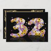 第32回バースデーパーティー、花の文字 招待状 (正面/裏面)