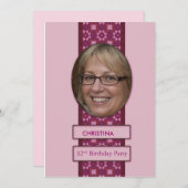 第32回誕生日パーティーの招待写真と名前 招待状 (正面/裏面)