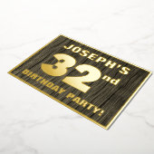 第32回誕生日パーティーはっきりした:木フェイク目の模様 箔招待状 (回転した状態)