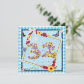 第32回誕生日パーティー招待花、蝶 招待状 (スタンド正面)