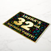 第32回誕生日パーティー – おもしろい、音楽カラフル記号 箔招待状 (回転した状態)