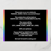 第32回誕生日パーティー – おもしろい、音楽カラフル記号 箔招待状 (裏面)